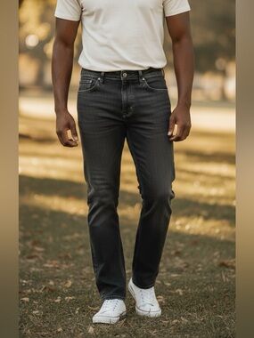 Denver Hayes Men’s Charcoal Straight Leg Jeans Size 38x32 NWT Casual Comfort"